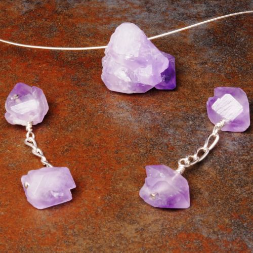 Handmade sterling silver Amethyst crystal point jewellery collection